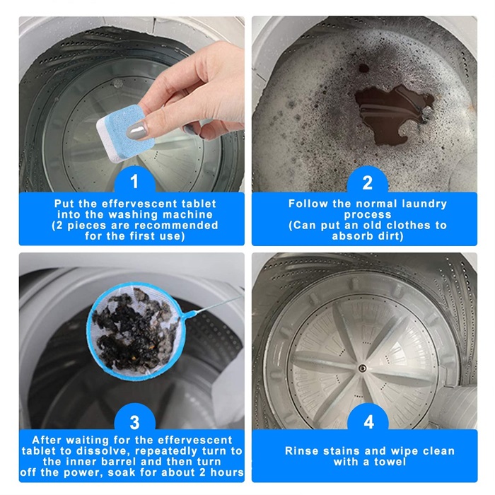 Buy 12pcs Effervescent Washing Machine Cleaner Tablets Powerful